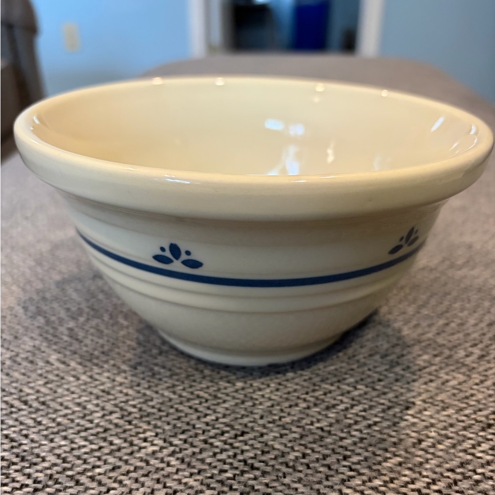 Vintage 1990’s Friendship Pottery From Roseville Ohio Small Blue Floral Bowl